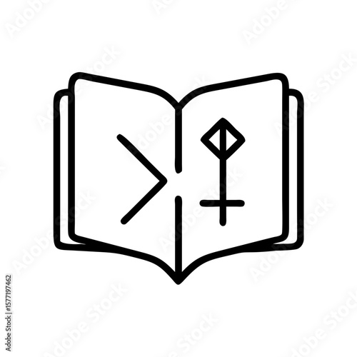 Open book with mystic runes representing icon, magic, esoteric  