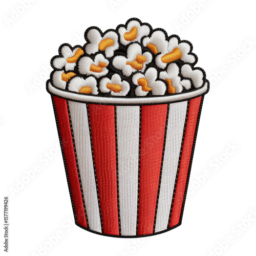 Popcorn bucket embroidery white stripes