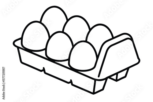 Egg Box With Six Eggs line art vector illustration