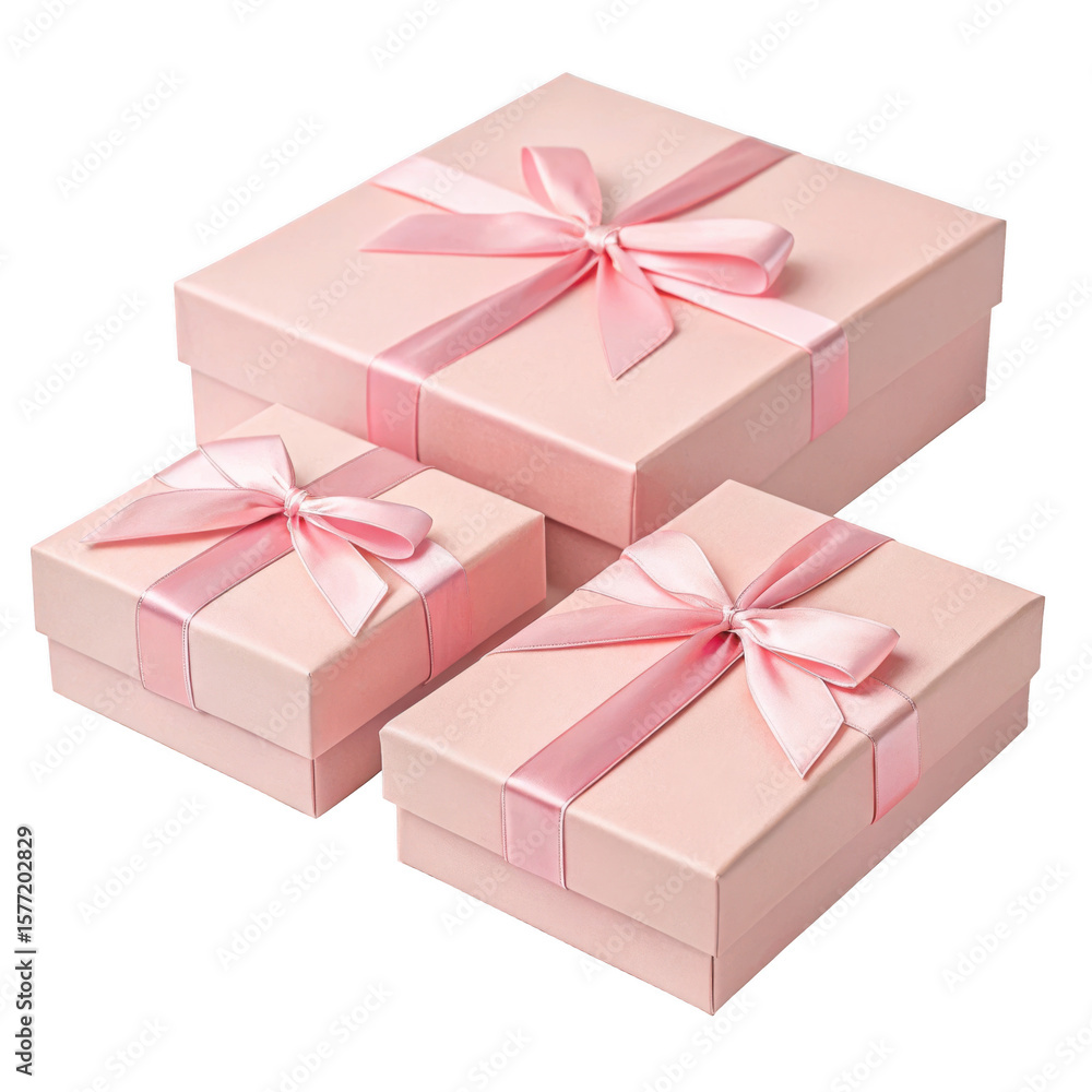 Obraz premium A trio of elegant pink gift boxes on transparent
