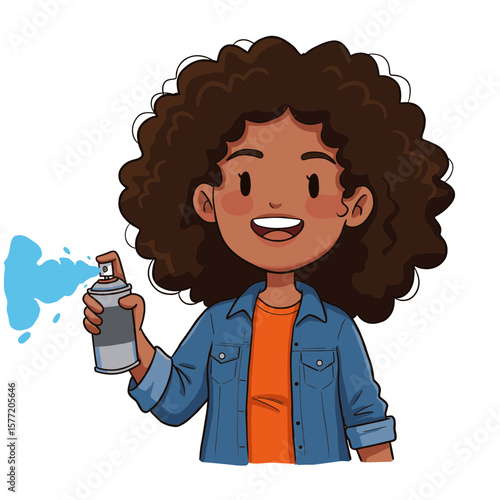Woman with spray bottle or aerosol can. Household product concept for cleaning, air freshening, or cosmetic application.