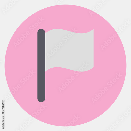 Icon surrender flag. Military and war elements. Icon in color mate style.