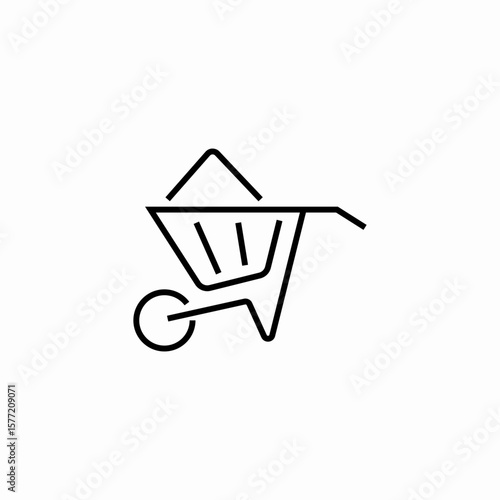 construction wheelbarrow filled icon sign vector