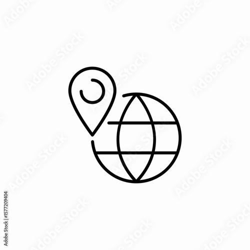 globe location pin icon sign vector