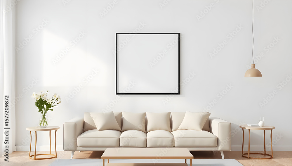 Fototapeta premium Elegant living room design modern home interior decor bright environment cozy viewpoint