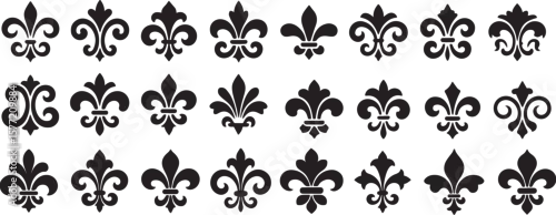 Obraz A collection of fleur de lis symbols isolated on white background
