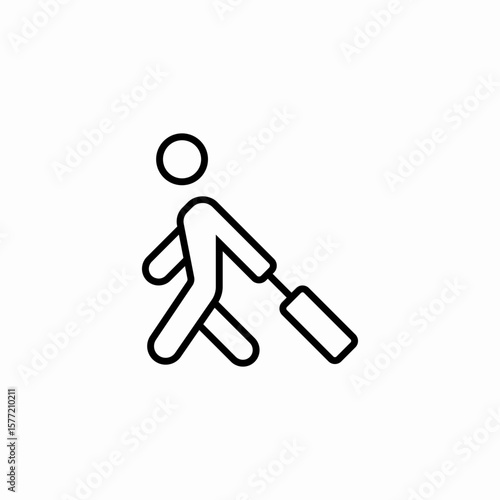 traveler pulling luggage icon sign vector