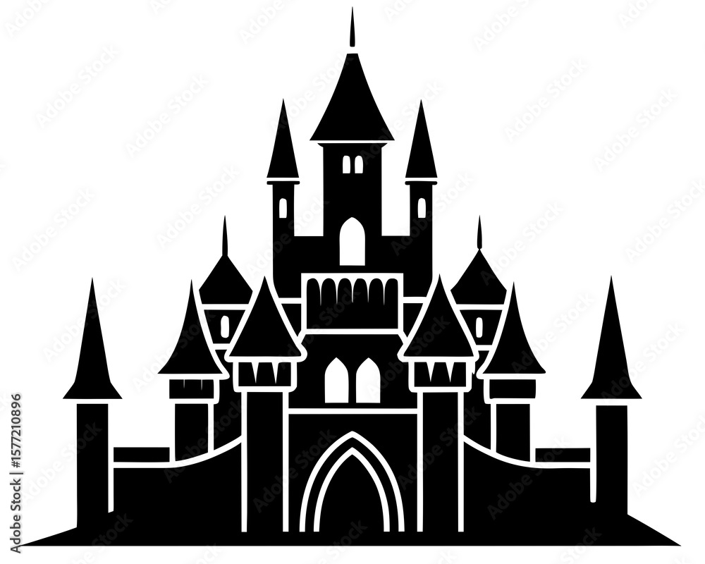 Obraz premium Castle vector silhouette illustration isolated on white background
