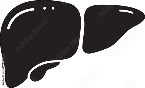 Stylized silhouette icon of human liver organ on white background