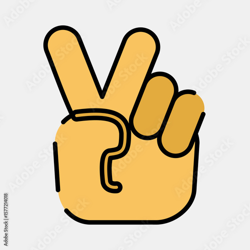 Icon peace gesture finger. Military and war elements. Icon in filled line style.