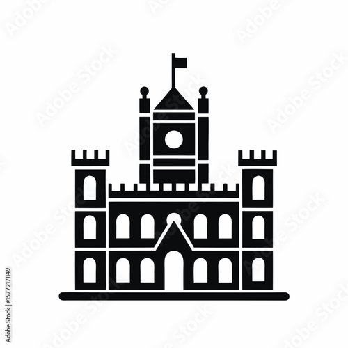 City hall building icon vector silhouette illustration isolated on white background