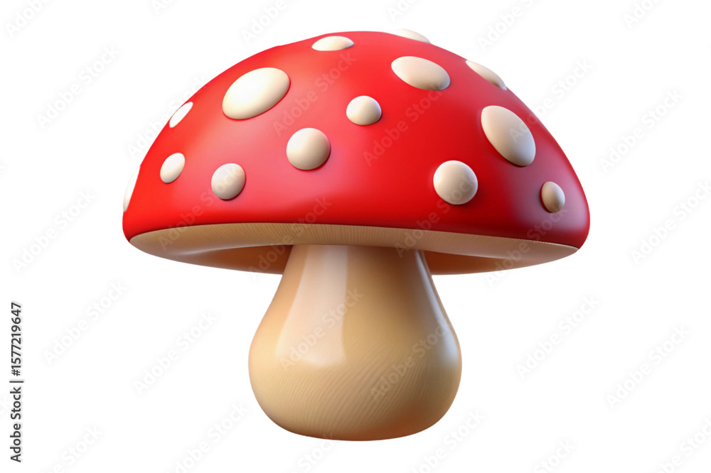 Cute 3d rendered red mushroom with white spots isolated on transparent background Cute 3d rendered red mushroom with white spots isolated on transparent background