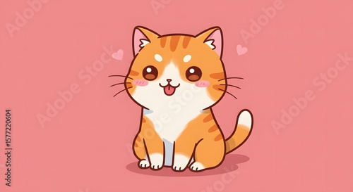 Adorable Orange Tabby Kitten Illustration Cute Cartoon Cat Image