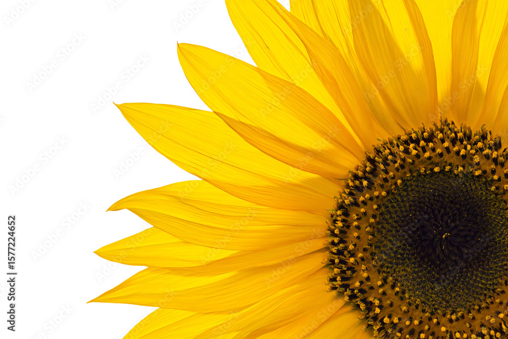Obraz premium a sunflower with a white background and a yellow center