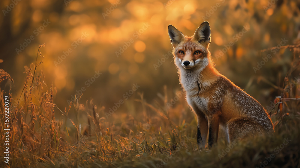 Obraz premium Beautiful red fox. Wild red fox