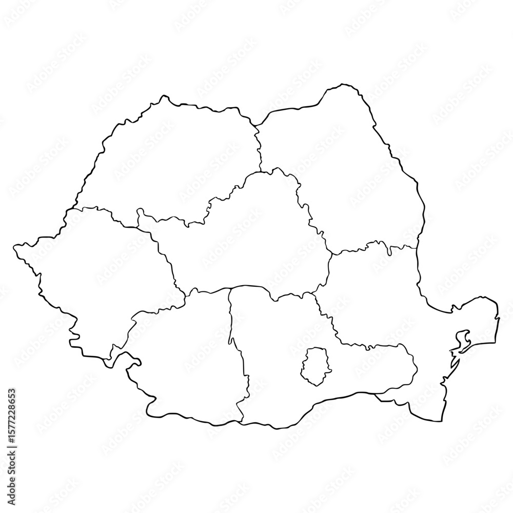 Obraz premium Romania map illustration hand drawn outline vector