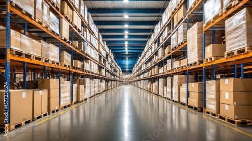 Wallpaper Mural Warehouse interior with many boxes Torontodigital.ca