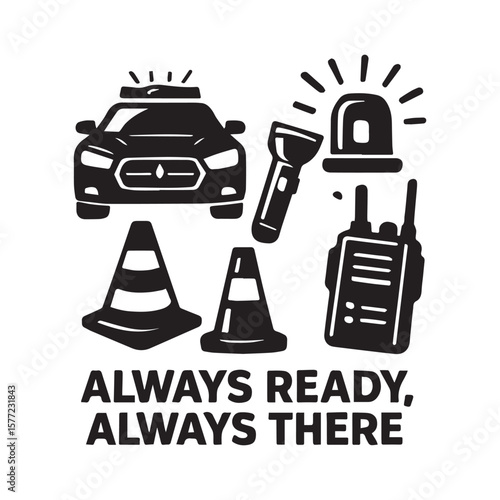 Police Patrol Icons – Always Ready Always There Vector