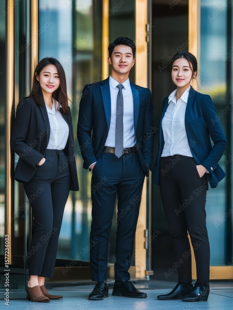 Fototapeta premium Two handsome and one nice female,