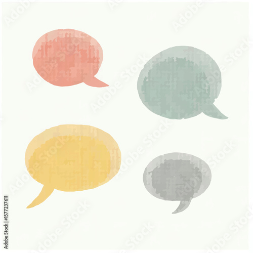 Hand-Drawn Watercolor Speech Bubbles for Communication


