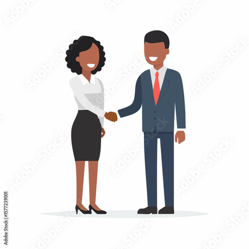 Two business people shake hands in this scalable graphic, suitable for diverse corporate scenarios and partnership agreements.