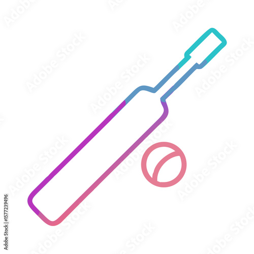 Cricket bat and ball in colorful gradient design  