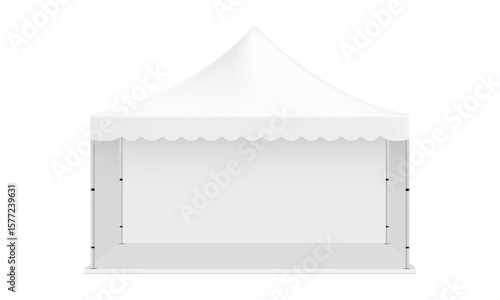 Realistic outdoor event tent featuring a white scalloped canopy and side walls. Clean, professional, and ready for custom design. Isolated on white background