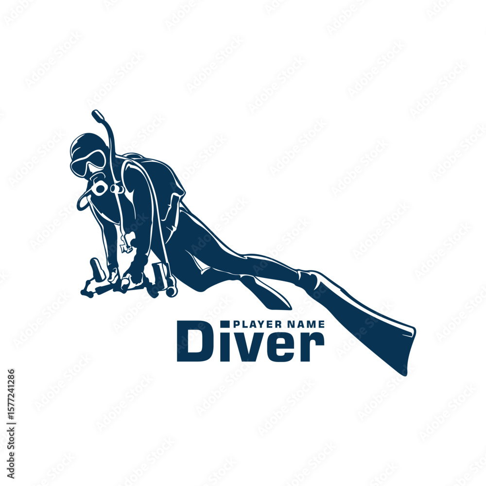 Obraz premium Diver logo design vector. Silhouette Diver Template Illustration