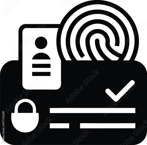 Secure Identity Verification Fingerprint and ID Card Authentication Icon