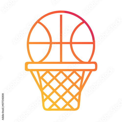 Basketball hoop with two balls in gradient colors  