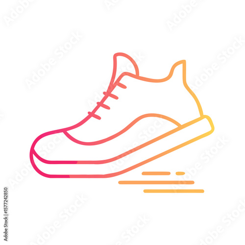 Running shoe icon with motion lines in gradient style  