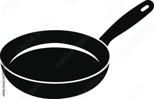 Simple Black Frying Pan Icon Perfect for Culinary Designs and Cookware Illustrations