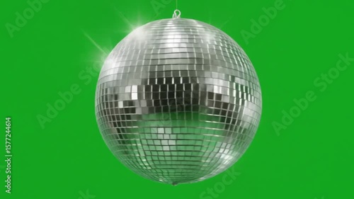 Disco Ball on Green Screen:  Party Lights, Mirrored Sphere, Nightclub Vibe