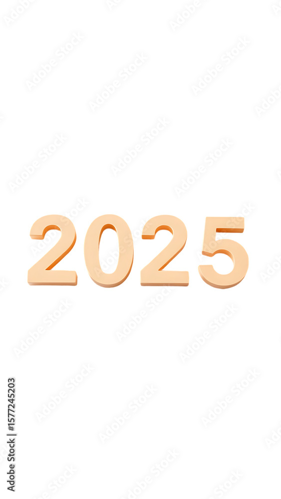 2025 Numbers new year beige red for birthday cards planner isolated on white background 2025 Numbers new year beige red for birthday cards planner isolated on white background