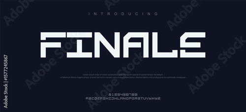 Finale  minimalist alphabet typeface display font vector. Luxury typography style alphabet illustration with numeral and lowercase