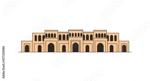 Traditional Middle Eastern or North African Architectural Building Illustration