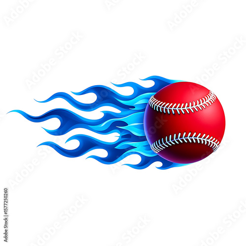 Red baseball with blue flames sport game 2