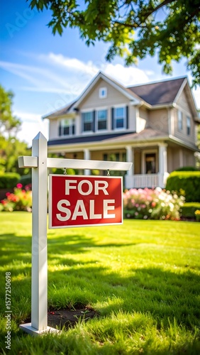 Suburban house for sale sign