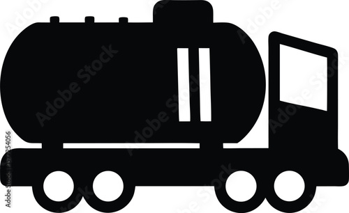 Stylized Black Silhouette of a Modern Fuel Tanker Truck Conveying a Sense of Industrial Transportation and Delivery