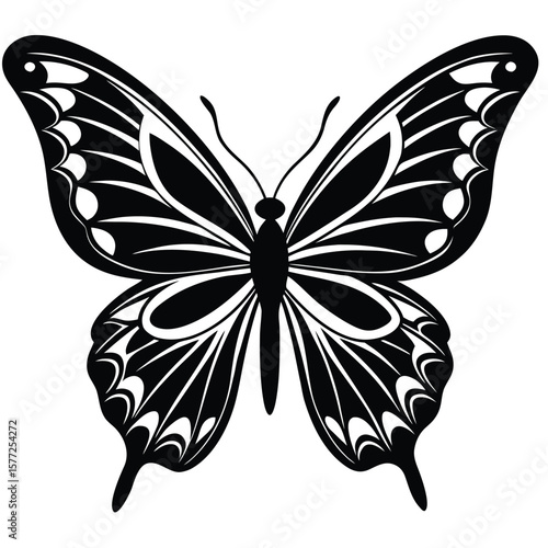 Elegant Black Butterfly Silhouette Clipart Design