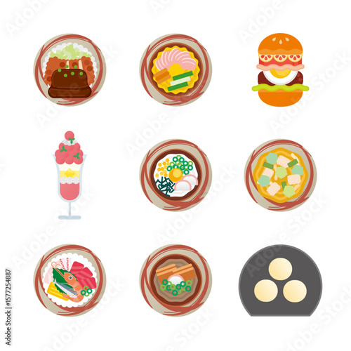 岡山グルメのイラストセット2