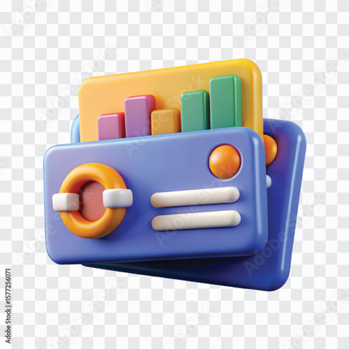 3D KPI Cards PNG | Key Performance Indicator Dashboard Icons in 3D Style