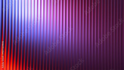 Abstract ribbed fractal glass texture effect with bright smooth fluted vertical lines of colorful gradient. Bold and dynamic design blending bright colors and geometry for modern visual art project