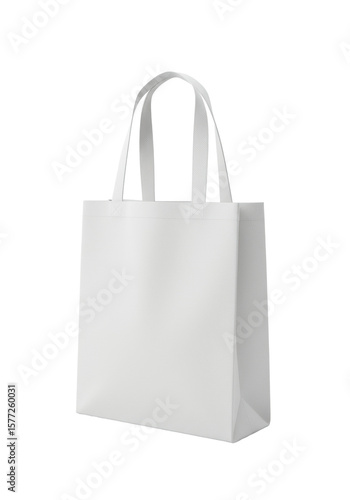 Wallpaper Mural White canvas tote bag, durable textured material, crisp stitching, white handles, full standalone object. Isolated on pristine plain white seamless studio background, even diffused lighting, no Torontodigital.ca