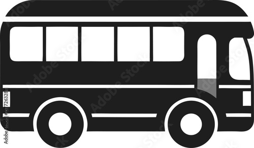 Flat bus icon as sign for web page design of city passenger transport stock illustration black and white , which bacround 