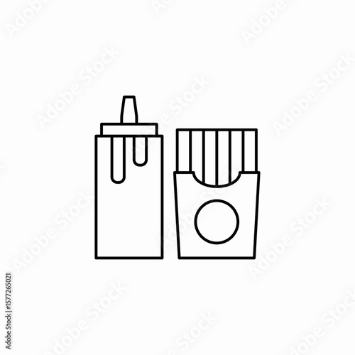 french fries and ketchup icon sign vector