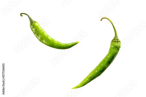 two green peppers are shown on a white background
