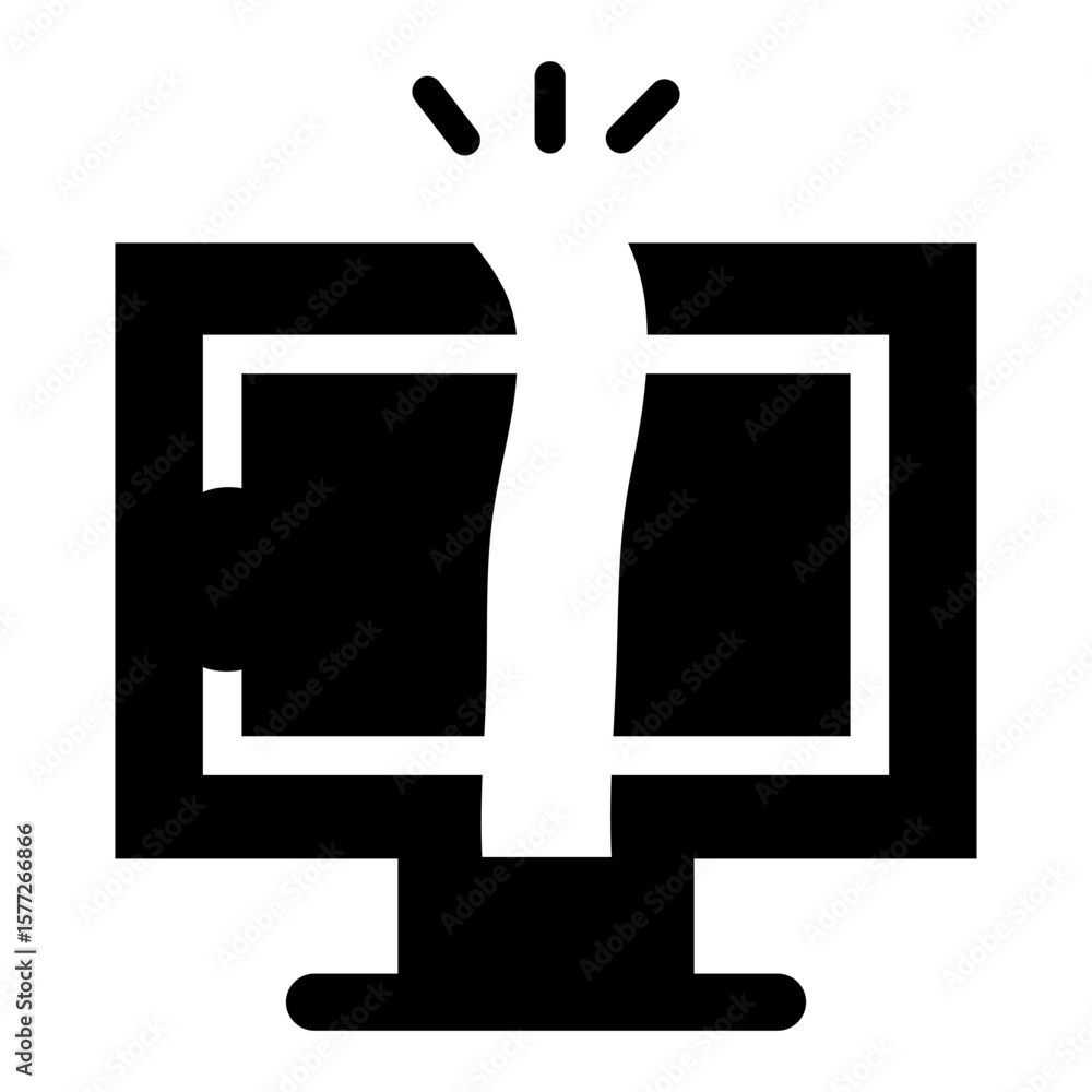 Fototapeta premium Broken monitor computer icon illustration vector