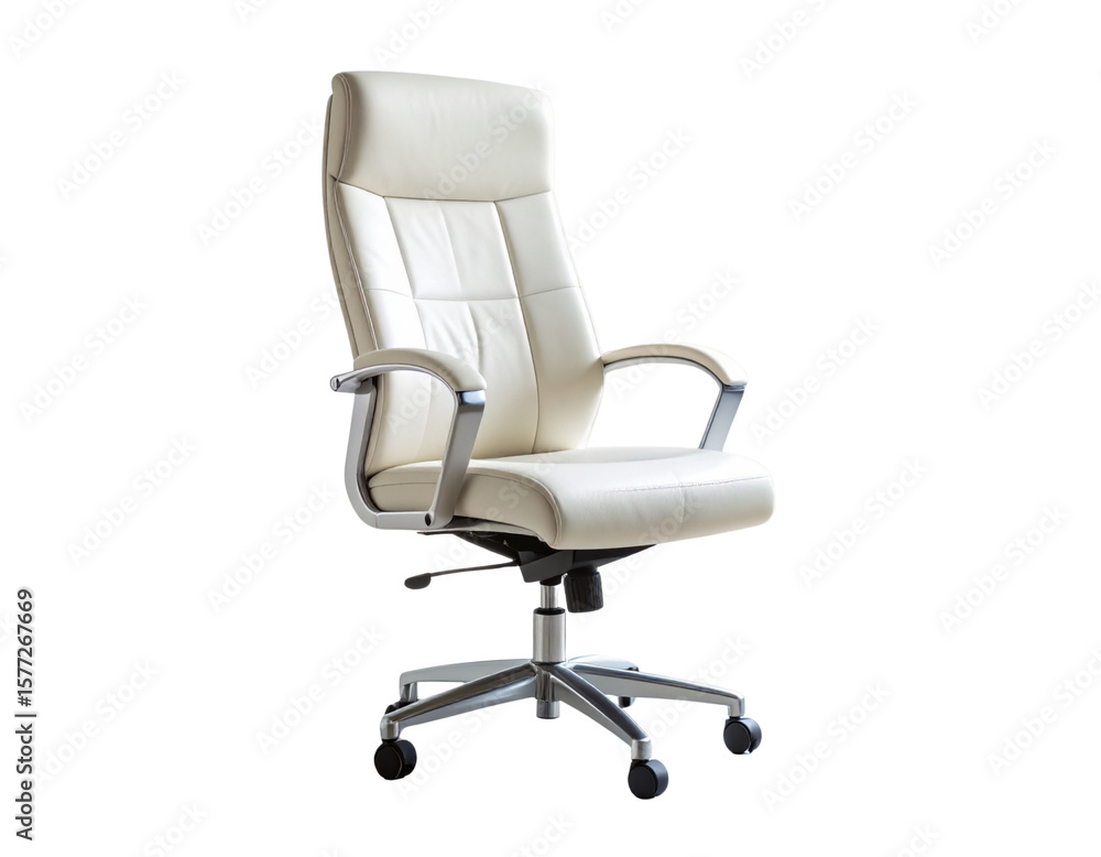 Sleek White Executive Office Chair with Ergonomic Design PNG Sleek White Executive Office Chair with Ergonomic Design PNG