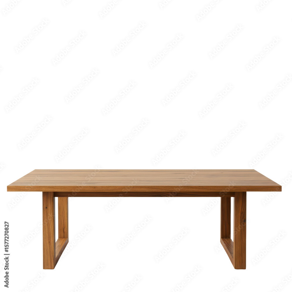 Fototapeta premium Wooden dining table in minimalistic style with natural finish 